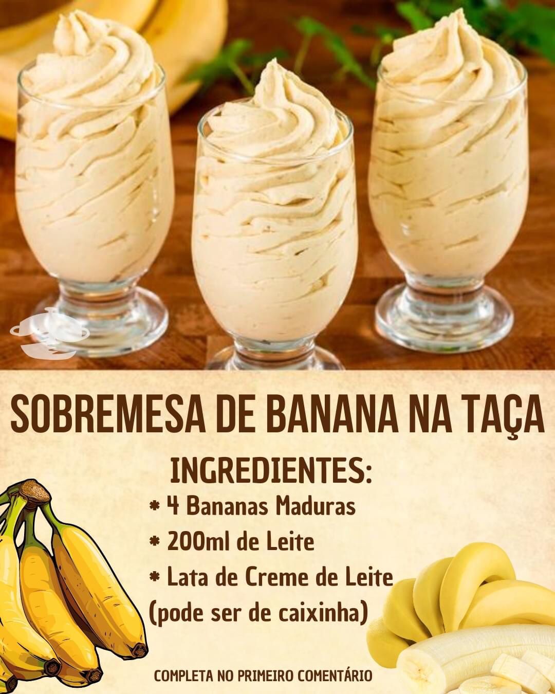 Sobremesa de Banana na Taça