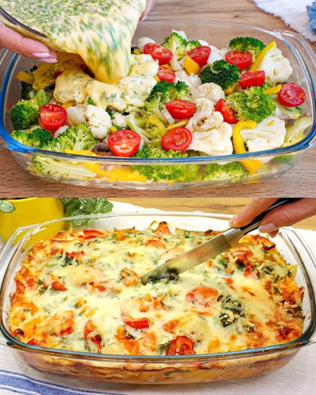 Gratinado de Couve-Flor e Brócolis ao Molho de Alho